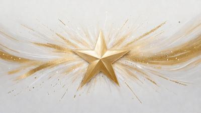 The primary subject of the image is a gold star, which is the main object, scene, or focus of the image. The setting or background of the image is a white surface, which provides a clean and uncluttered backdrop for the star. The visual style of the image is a combination of digital art and illustration, as the star is depicted in a detailed and artistic manner. The colors and mood of the image are predominantly gold and white, creating a sense of elegance and simplicity.